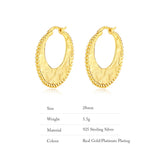 925 Sterling Silver Large Earrings For Women Irregular Texture Jewelry