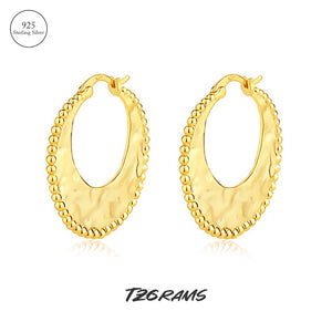 925 Sterling Silver Large Earrings For Women Irregular Texture Jewelry