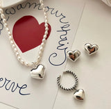 925 Silver Layered Freshwater Pearl Heart Necklaces for Women