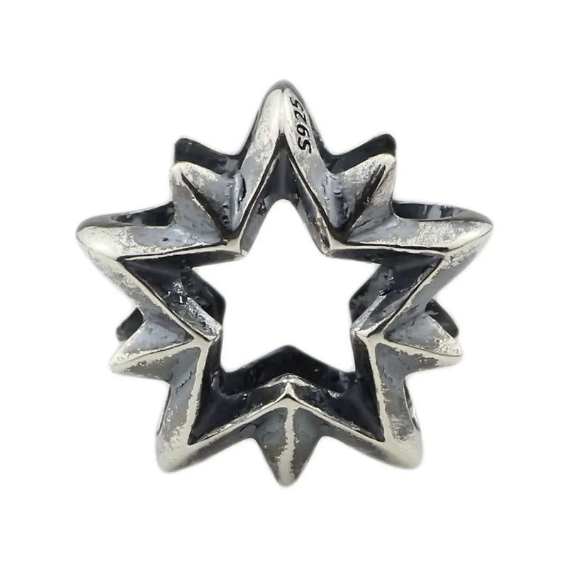 925 Silver Star Beads Five-Pointed Charms Fit European Troll Bracelet
