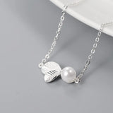 925 Sterling Silver Leaf Charm Bracelet with Pearl - Birthday Gift for Women