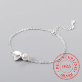925 Sterling Silver Leaf Charm Bracelet with Pearl - Birthday Gift for Women