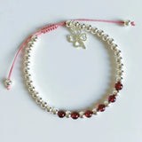 925 Silver Leaf Charm Bracelet Red Agate Bead Bracelet Women's Jewelry
