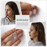 925 Silver Leaf Earrings Long Tassel Drop Wedding Party Jewelry