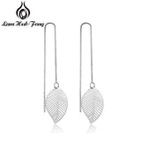 925 Silver Leaf Earrings Long Tassel Drop Wedding Party Jewelry