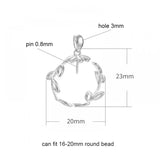 925 Silver Leaf Pearl Mount Pendant Setting for 16-20mm Half Drilled Bead