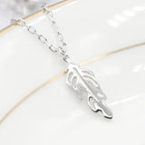 925 Silver Leaf Pendant Necklace Jewelry Women Girls Wedding Gift