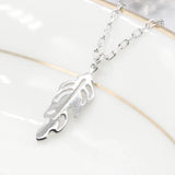 925 Silver Leaf Pendant Necklace Jewelry Women Girls Wedding Gift