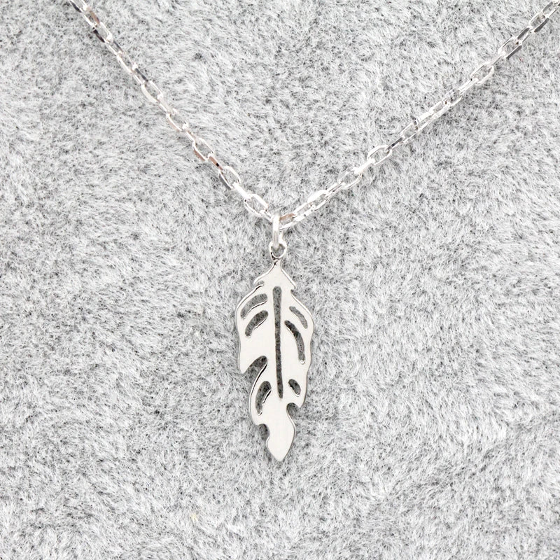925 Silver Leaf Pendant Necklace Jewelry Women Girls Wedding Gift