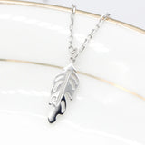 925 Silver Leaf Pendant Necklace Jewelry Women Girls Wedding Gift