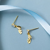 925 Sterling Silver Leafs Vintage Stud Earrings Minimalist Silver Earrings