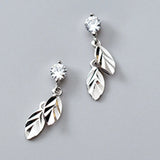 925 Sterling Silver Leafs Vintage Stud Earrings Minimalist Silver Earrings