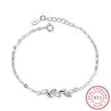 925 Silver Leaves Charm Bracelet Crystal Jewelry for Women
