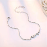 925 Silver Leaves Charm Bracelet Crystal Jewelry for Women