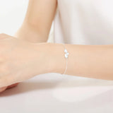 Sterling Silver Leaves Pearl Bracelet for Women Engagement Gift