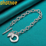 925 Silver Leaves Pendant Bracelet for Women Party Wedding Gift