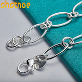 925 Silver Leaves Pendant Chain Bracelet Women Party Wedding Gift Charm Jewelry