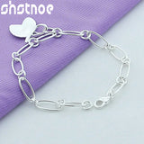 925 Silver Leaves Pendant Chain Bracelet Women Party Wedding Gift Charm Jewelry