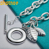 925 Silver Leaves Pendant Bracelet for Women Party Wedding Gift
