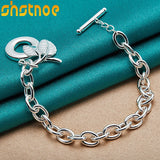 925 Silver Leaves Pendant Bracelet for Women Party Wedding Gift