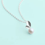 925 Silver Leaves Pendant Pearl Necklace For Women Engagement Gift