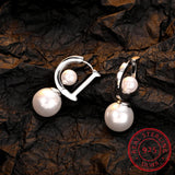 925 Silver D Letter Hoop Earring Brincos with Pearl for Women