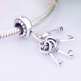925 Silver Letter Four Love Heart Key Bead Pendant Pan Charm Bracelet