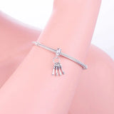 925 Silver Letter Four Love Heart Key Bead Pendant Pan Charm Bracelet