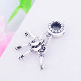 925 Silver Letter Four Love Heart Key Bead Pendant Pan Charm Bracelet