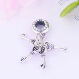 925 Silver Letter Four Love Heart Key Bead Pendant Pan Charm Bracelet