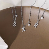 925 Silver Zircon Letter Necklace Your Name Wedding Jewelry
