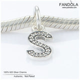 925 Sterling Silver Letter S Pendant Charms for Necklace Bead Jewelry