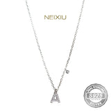 925 Silver Letter Zircon Necklace Minimalist Pendant Name Jewelry