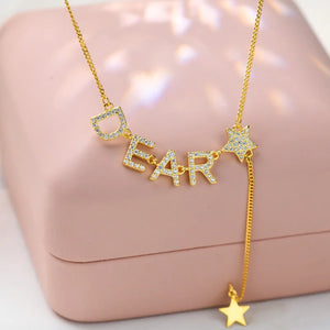 925 Silver Letter Tassel Necklace Pendant Clavicle Chain for Women Gift