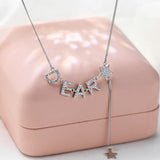 925 Silver Letter Tassel Necklace Pendant Clavicle Chain for Women Gift