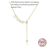 925 Silver Letter Tassel Necklace Pendant Clavicle Chain for Women Gift