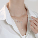 925 Silver Letter Tassel Necklace Pendant Clavicle Chain for Women Gift