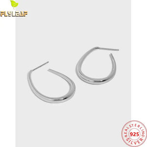925 Silver U Shape Hoop Earrings Women's Light Jewelry