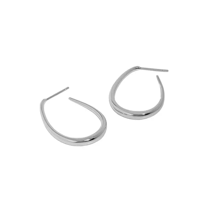 925 Silver U Shape Hoop Earrings Women's Light Jewelry