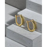 925 Sterling Silver Letter U-shaped Hoop Earrings 18k High Glossy