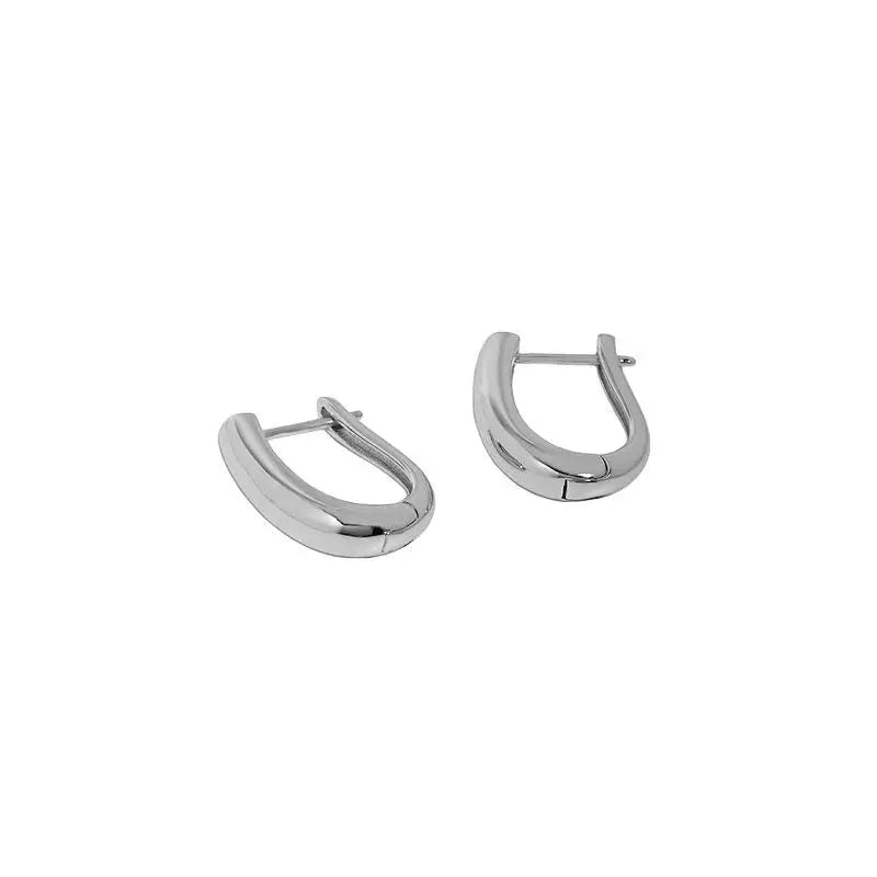 925 Sterling Silver Letter U-shaped Hoop Earrings 18k High Glossy