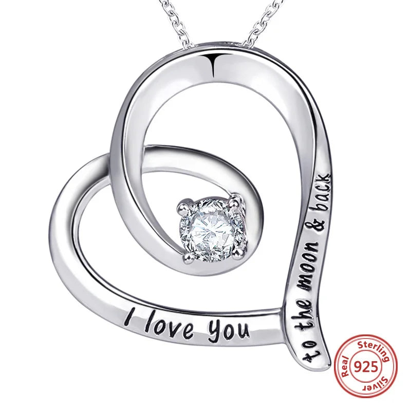 925 Silver Love Heart Pendant Necklace with Zirconia - DIY Jewelry Making