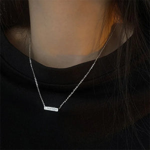 925 Silver Lettering Pendant Necklace Lucky Retro Clavicle Chain