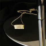 925 Silver Lettering Pendant Necklace Lucky Retro Clavicle Chain