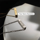 925 Silver Lettering Pendant Necklace Lucky Retro Clavicle Chain