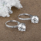 925 Silver CZ Lever Back Earrings for Women Girls