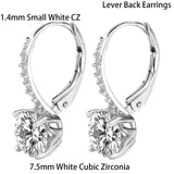 925 Silver CZ Lever Back Earrings for Women Girls