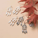 925 Silver Life Tree & Feather Dream Catcher Necklace Charm DIY Jewelry