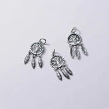 925 Silver Life Tree & Feather Dream Catcher Necklace Charm DIY Jewelry