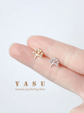 925 Silver Life Tree Stud Earrings Sparkling 14k Plated Studs Party Jewelry